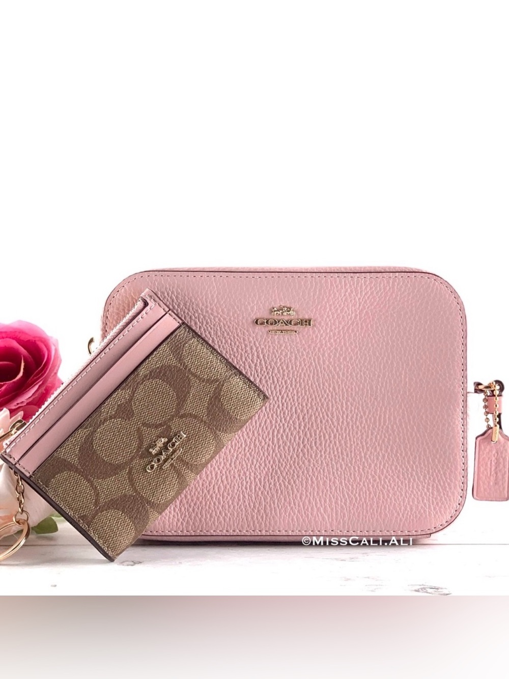 NWT COACH Leather Crossbody Bag + Mini Skinny Case Set